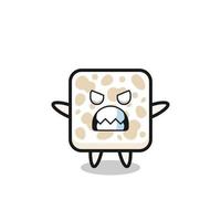 wrathful expression of the tempeh mascot character vector