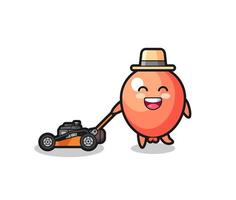 illustration of the balloon character using lawn mower vector