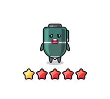 the illustration of customer bad rating, ballpoint cute character with 1 star vector