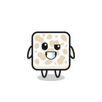 cute tempeh mascot with an optimistic face vector