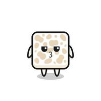 the bored expression of cute tempeh characters vector