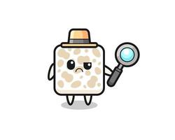 la mascota del lindo tempeh como detective vector