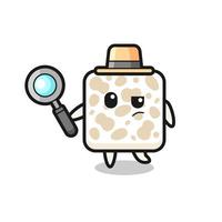 tempeh detective character is analyzing a case vector