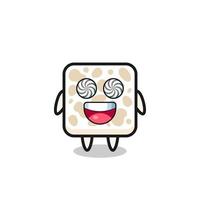 cute tempeh character with hypnotized eyes vector