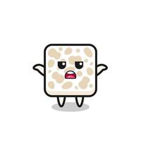 tempeh mascot character saying I do not know vector