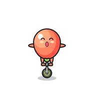 The cute balloon character is riding a circus bike vector