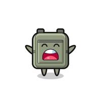 cute school bag mascot with a yawn expression vector