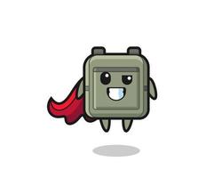 the cute school bag character as a flying superhero vector