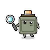 school bag detective character is analyzing a case vector