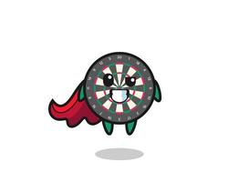 the cute dart board character as a flying superhero