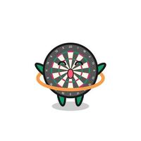 cute dart board cartoon is playing hula hoop vector
