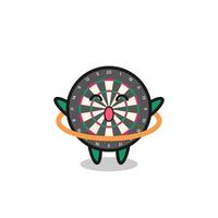 cute dart board cartoon is playing hula hoop vector