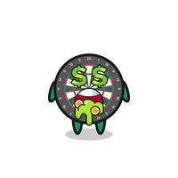 dart board character with an expression of crazy about money vector