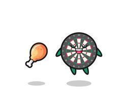 cute dart board floating and tempted because of fried chicken vector