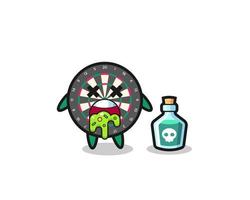 illustration of an dart board character vomiting due to poisoning vector