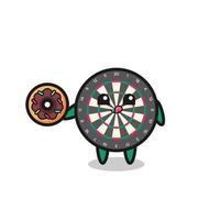 illustration of an dart board character eating a doughnut vector