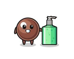 cute tapioca pearl cartoon with hand sanitizer vector