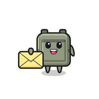 ilustración de dibujos animados de mochila escolar con una letra amarilla vector