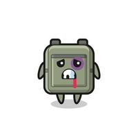 personaje de mochila escolar herido con la cara magullada vector