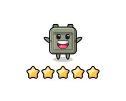 the illustration of customer best rating, school bag cute character with 5 stars vector