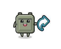 cute school bag hold social media share symbol vector