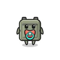 baby school bag cartoon character with pacifier vector