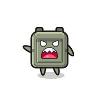 cute school bag cartoon in a very angry pose vector