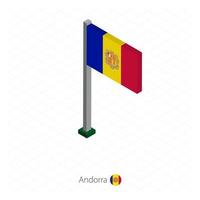 Andorra  Flag on Flagpole in Isometric dimension. vector