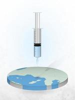 Vaccination of Monaco, injection of a syringe into a map of Monaco. vector