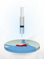 vacunación de omán, inyección de una jeringa en un mapa de omán. vector