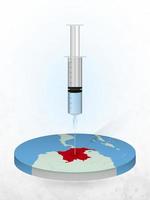 Vaccination of Colombia, injection of a syringe into a map of Colombia. vector