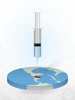 Vaccination of Honduras, injection of a syringe into a map of Honduras. vector