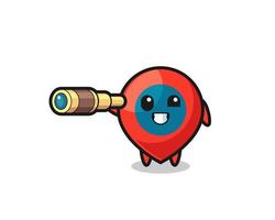 cute location symbol character is holding an old telescope vector