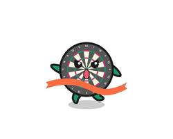 cute dart board illustration is reaching the finish vector