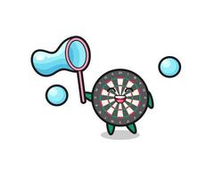 happy dart board cartoon playing soap bubble vector