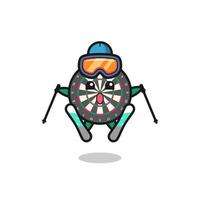 dart board mascot character as a ski player vector