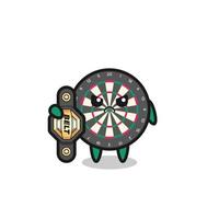 dart board mascot character as a MMA fighter with the champion belt vector