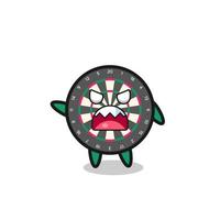 cute dart board cartoon in a very angry pose vector