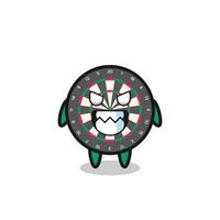 evil expression of the dart board cute mascot character vector