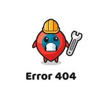 error 404 con la linda mascota del símbolo de ubicación vector