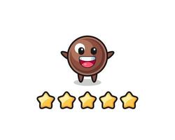 the illustration of customer best rating, tapioca pearl cute character with 5 stars vector