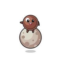 illustration of tapioca pearl cartoon sitting on the moon vector
