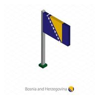 bandera de bosnia y herzegovina en asta de bandera en dimensión isométrica. vector