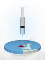 Vaccination of Ireland, injection of a syringe into a map of Ireland. vector