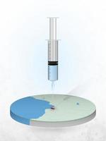 Vaccination of Equatorial Guinea, injection of a syringe into a map of Equatorial Guinea. vector