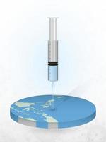 Vaccination of Palau, injection of a syringe into a map of Palau. vector