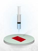 Vaccination of North Dakota, injection of a syringe into a map of North Dakota. vector