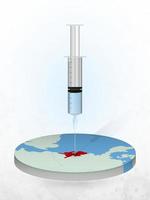 vacunación de países bajos, inyección de una jeringa en un mapa de países bajos. vector