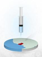 Vaccination of Ghana, injection of a syringe into a map of Ghana. vector