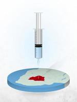 Vaccination of Botswana, injection of a syringe into a map of Botswana. vector